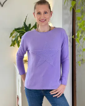 Soft Knit Appliqué with Star Jumper - Lavender