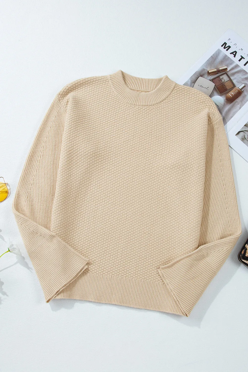 Split Cuff Long Sleeve Sweater