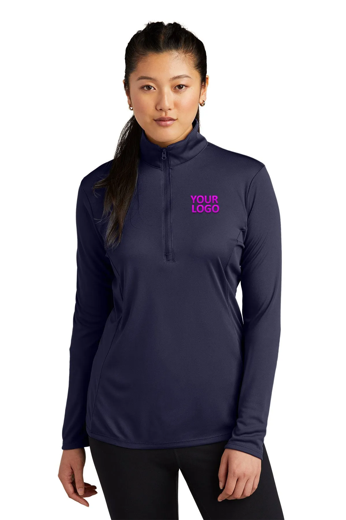 Sport-Tek Ladies PosiCharge Competitor Customized 1/4-Zip Pullovers, True Navy