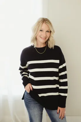 Stripe Oversized Crew Sweater