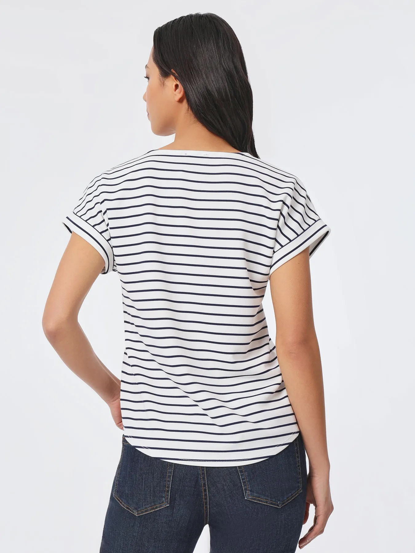 Striped Pique Pullover Tee