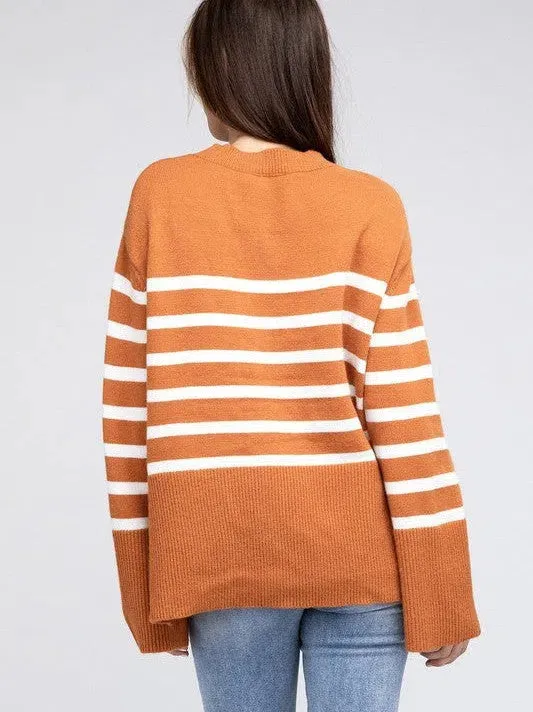 Stripes Done Right Oversized Ribbed Hem Striped Sweater