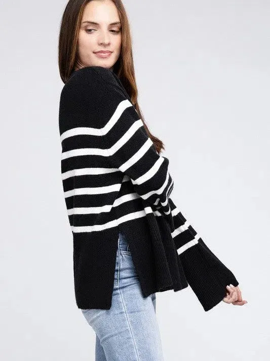 Stripes Done Right Oversized Ribbed Hem Striped Sweater