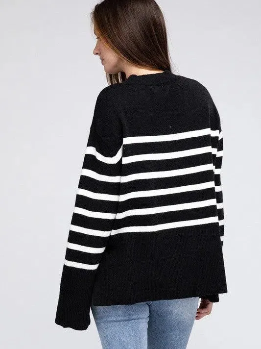 Stripes Done Right Oversized Ribbed Hem Striped Sweater