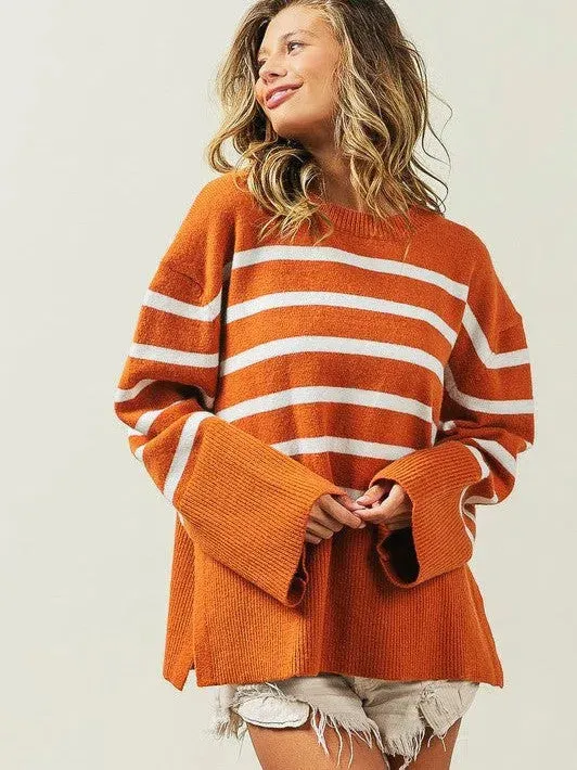 Stripes Done Right Oversized Ribbed Hem Striped Sweater