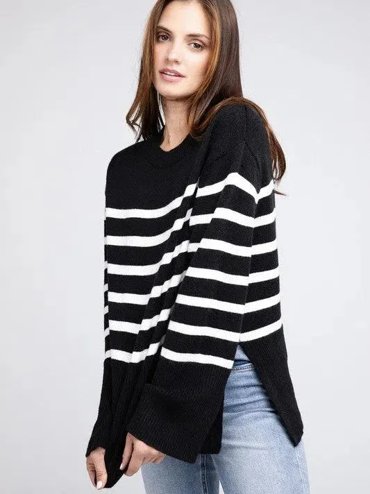 Stripes Done Right Oversized Ribbed Hem Striped Sweater