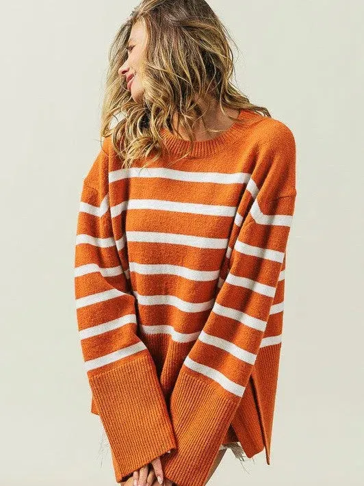 Stripes Done Right Oversized Ribbed Hem Striped Sweater