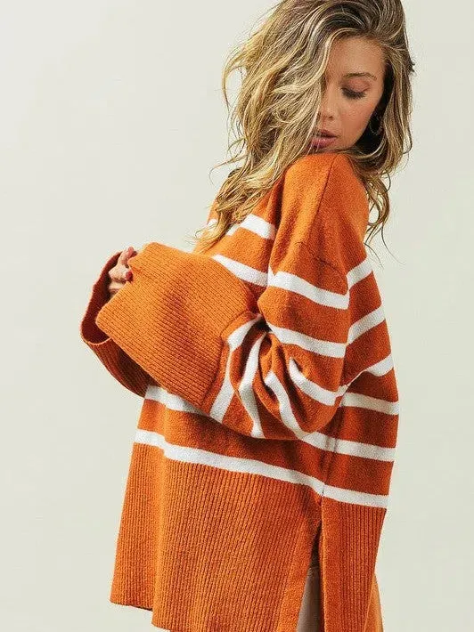 Stripes Done Right Oversized Ribbed Hem Striped Sweater