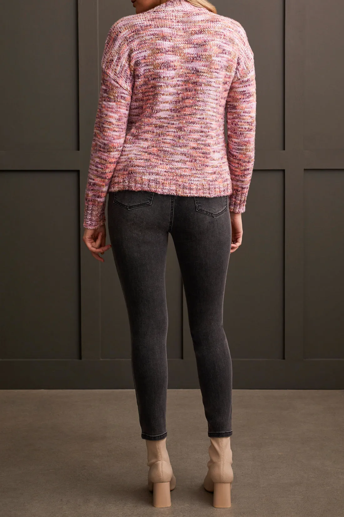 TRIBAL Long Sleeve Mock Neck Sweater - Pink Speckle