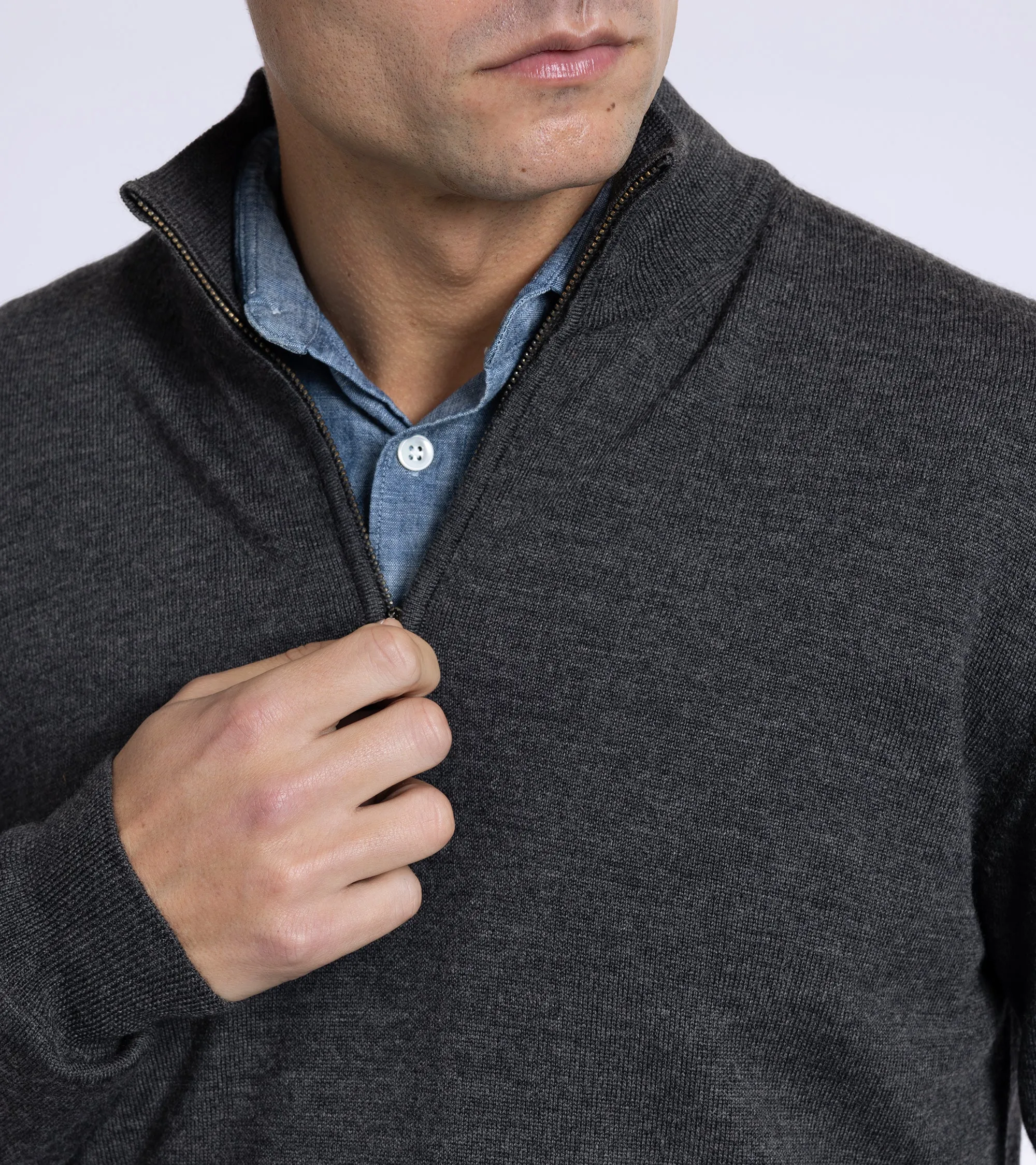 Trunk Trebeck Merino Half Zip Sweater: Charcoal