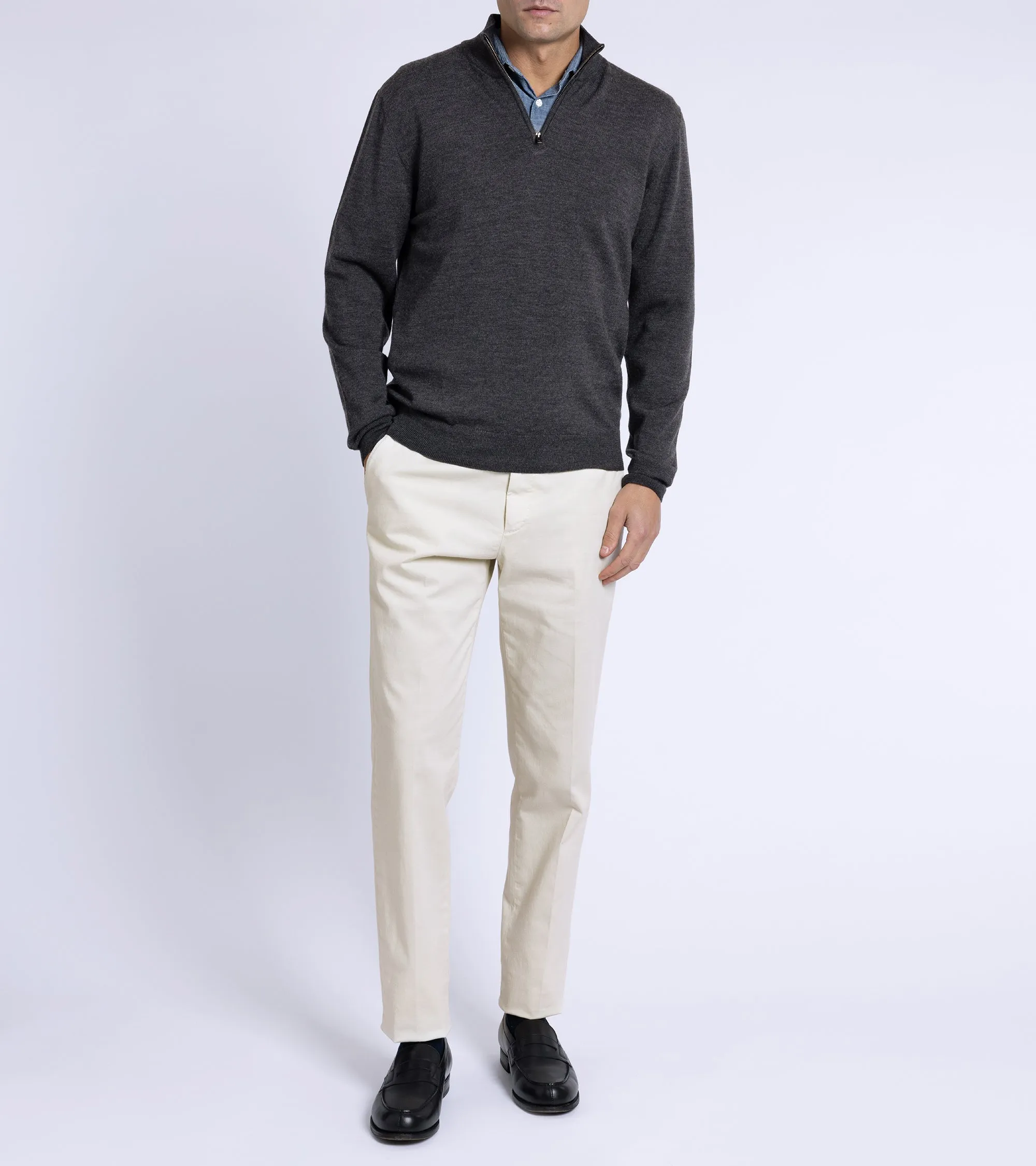 Trunk Trebeck Merino Half Zip Sweater: Charcoal