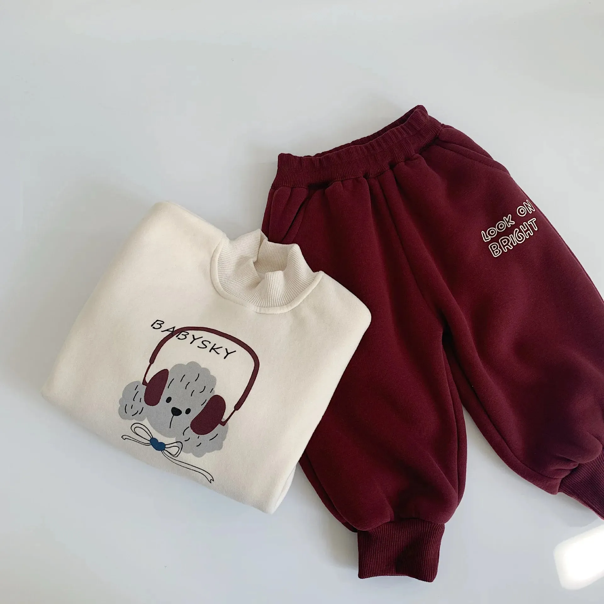 Warm Fleece Casual Sweatshirt & Pants Set