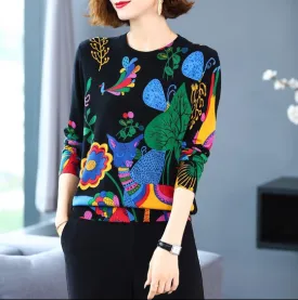 Winter Knitted Soft Cartoon Print Sweater