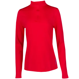 Women's Micro-Elite Chamois Solid Zip-T - Hot Chillys Red